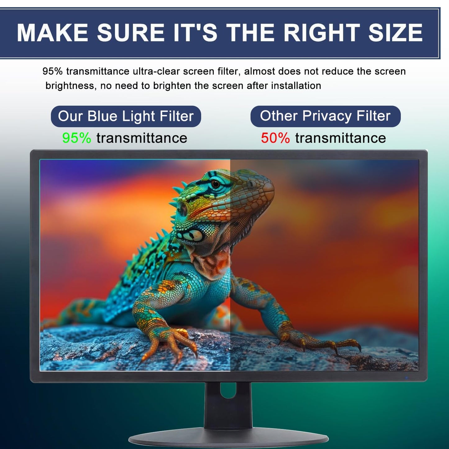 24" Anti Blue Light Anti Glare Screen Protector for Dell/HP/Acer/ViewSonic/ASUS/Aoc/Samsung/Sceptre/LG/PHILIPS/Amazon 24" 16:9 Standard/Curved Monitor &Touchscreen, Eyes Care (20.94" x 11.77" /W x H)