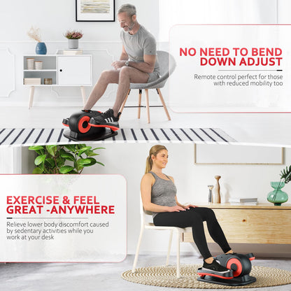 ARTHOOT Under Desk Elliptical Machine, Ellipse Exerciser as Seen on TV for Seniors with Remote Control & 12 Adjustable Speeds, Elliptical Machine for Home (Red)