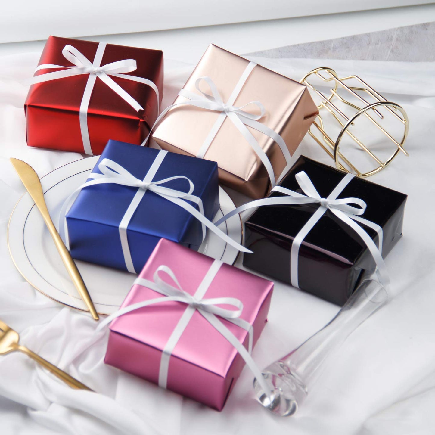 RUSPEPA Red Christmas Wrapping Paper - Solid Color Matte Metallic Red Paper Roll, Perfect for Valentine's Day, Wedding, Birthday, Christmas, Baby Shower, Anniversaries - 17 Inches X 32.8 Feet