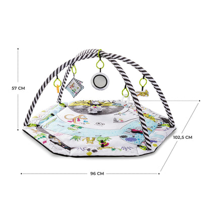 Kinderkraft Baby Playmat SMARTPLAY, Educational Mat, Activity Play Gym, with Ajustable Fitness Frame, Playpen Function, Accessories, Hanging Rattle, 5 Toys, 30 Balls, for Newborn, Suitable from Birth