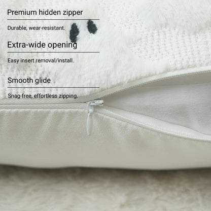 GEEORY Halloween Ghost Soft Plush Pillow Covers, 18 x 18 Inch Set of 2, Fluffy Faux Fur Wool Decorative Farmhouse Cushion Case for Sofa Home Decoration White GC026-18