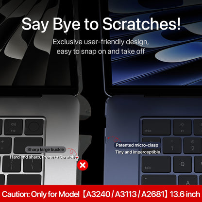 Compatible for MacBook Air 13.6 inch Case M4 M3 M2 2025 2024-2022 Release Model A3240 A3113 A2681, Sturdy Protective Plastic Hard Shell Case Cover for MacBook Air M2 13 inch - Midnight Clear