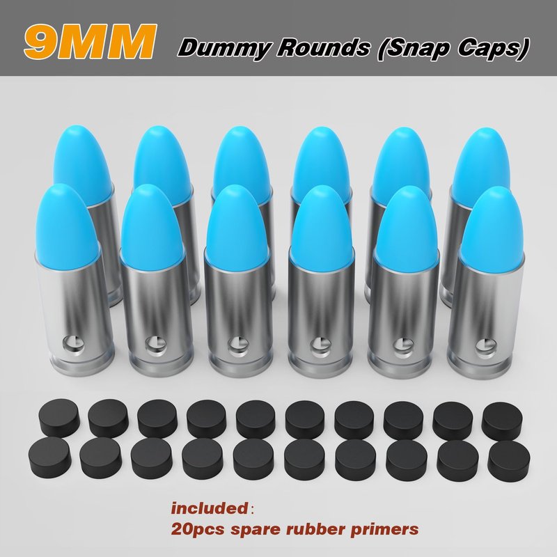 BOOLIT EYE Pro 9mm Safety Trainer Cartridge Dummy Rounds/Dry Fire Training Snap Caps, 12Pcs