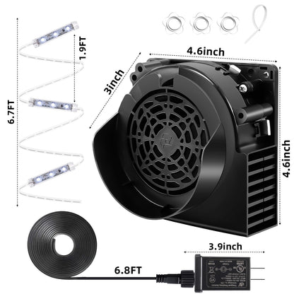 DRHLWZN Air Blower for Inflatables, 12V 1A Replacement Inflatable Fan, Mini Blow up Fan with 3-LED Light String for Halloween Christmas Outdoor Yard Inflatable Decorations