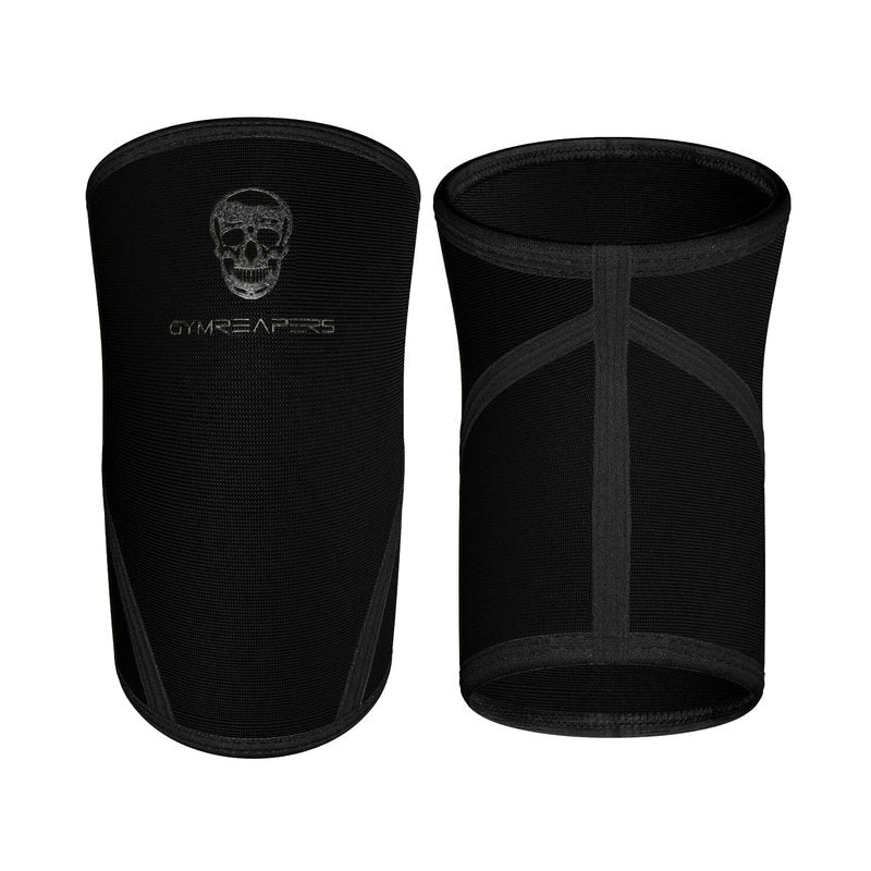 Gymreapers Knee Sleeves (1 Pair) with Gym Bag - IPF Approved - Support Compression Brace for Squats, Fitness, Weightlifting, Cross Training, Powerlifting - 7MM Neoprene Sleeves - For Men & Women (Black/Black, Large)