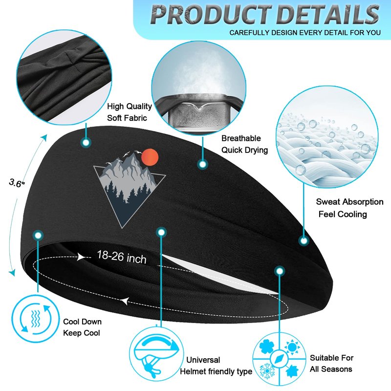 3pcs Sweat Bands Headbands Men Women Sweatbands Sports Running Workout Headbands for Men Cooling Head Band for Sweat Head Bands Mens Elastic Non-Slip Headband Hairband for Cycling Gym Climbing Gifts