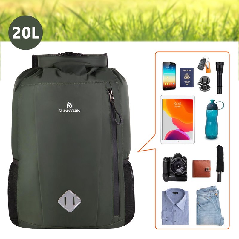 Sunnylon Dry Bag Backpack, 20L Dry Bags Waterproof with Waist Pouch and Phone Case,Roll top Dry bag for kayaking,Marine dry bag for Kayaking,Beach, Rafting, Boating, Hiking, Camping and Fishing
