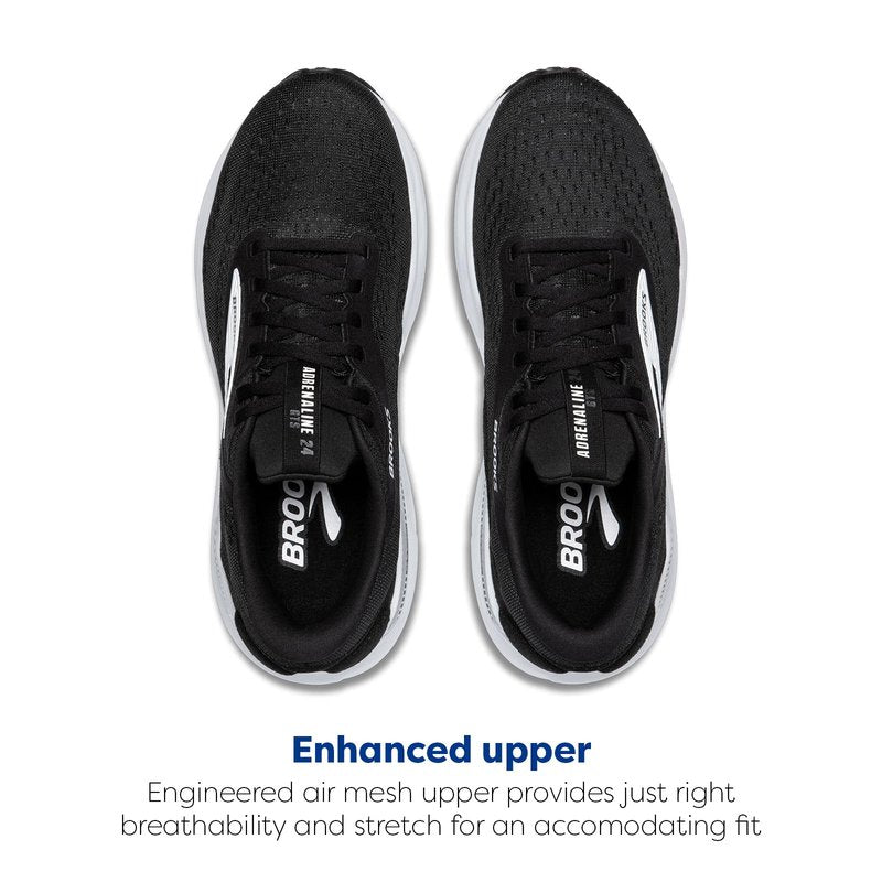 Brooks Women’s Adrenaline GTS 24 Supportive Running Shoe - Black/White - 5 Medium