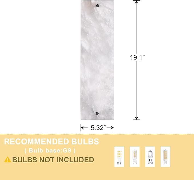 2 Pack 4 Light 19.1" Alabaster Marble Bathroom Wall Sconce Modern Concise Style Wall Light Fixture,Black Finish for Bedroom Hallway Bedside