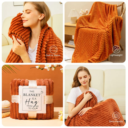 Grandma Christmas Gifts Basket,Orange Birthday Gifts for Mom Women Her Girlfriend Wife Coworker w/Fall Cozy Socks& Blanket,Autumn Self Care Package Bath Set,Thanksgiving, Christmas Gifts Box for Women