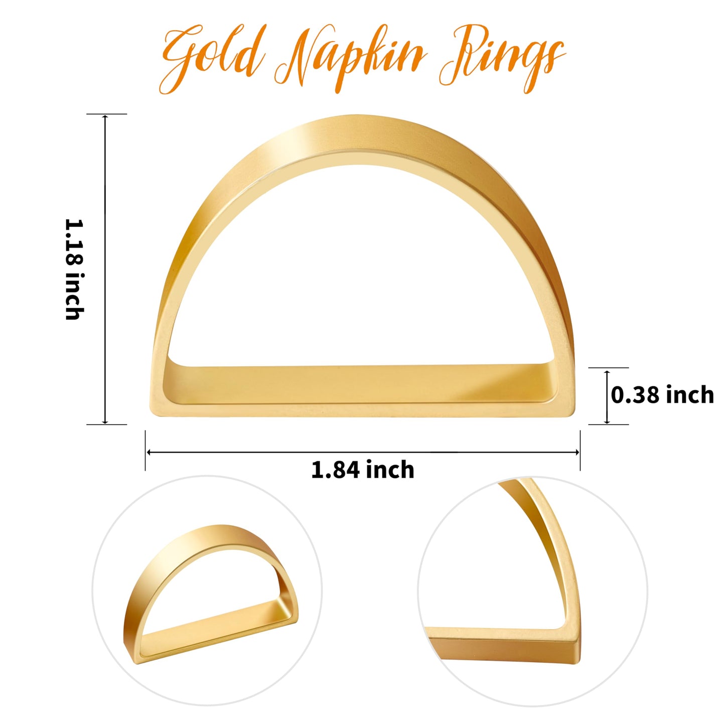 APTWOW Gold Napkin Rings Set of 12, Semicircle Metal Gold Napkin Holder Buckles, Fall Thanksgiving Christmas Napkin Rings, Napkins Rings for Dinner Table Decor, Wedding, Banquet, Party, Easter