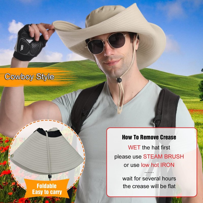 HUAMULAN Wide Brim Sun Hats Men and Women Bucket Safari Fishing Hat for Hiking Garden Lawn Work Camping Outdoor