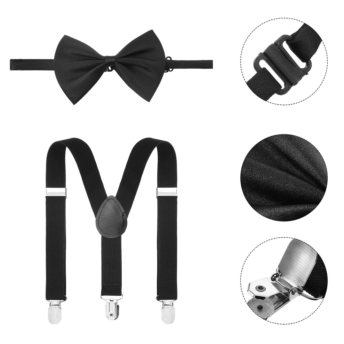 WILLBOND 8 Pcs Old Man Costume Old Man Wig Cane Glasses Faux Eyebrows Mustache Suspenders Bow Tie for Grandpa Halloween Cosplay(Dark Gray)