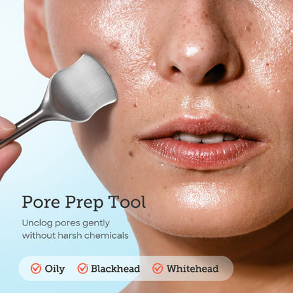 LitBear Pore Prep Tool, Blackhead Remover Pimple Popper Tool Kit, Stainless Steel Blackhead Extractions Tool for Acne, Whitehead Popping, Blemish, Comedone, Black