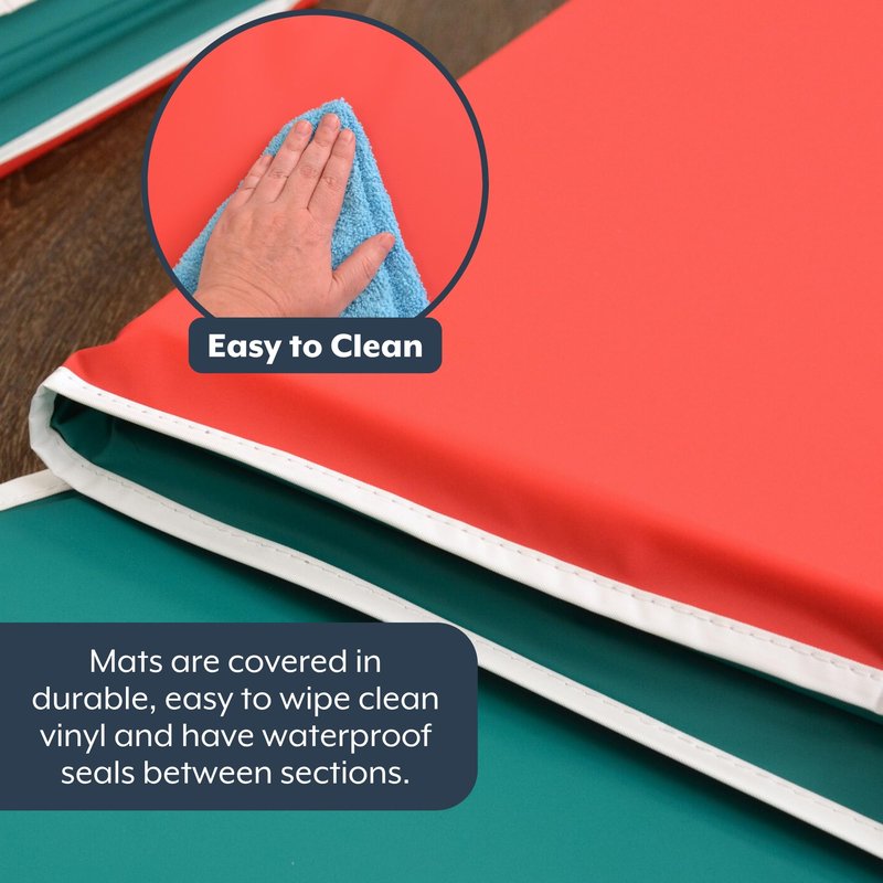 Children's Factory Toddler Nap Mats, Hand-Washable Soft Nap Mat with Pillow for Preschool and Daycare, Red and Green, Set of 10