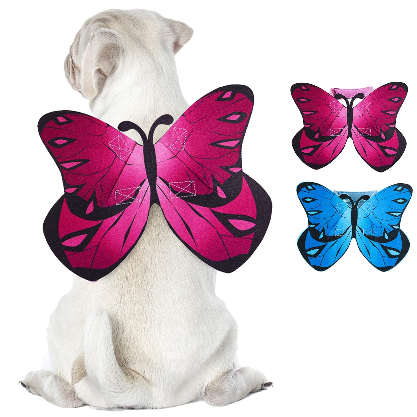 Butterfly Dog Costume Wings, Cat Dog Halloween Costumes Fairy Wings for Small Medium Large, Pet Clothes Puppy Outfit for Christmas Birthday Party Photo Props Dress up Accessories