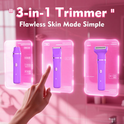Bikini Trimmer for Women - Painless Electric Razors for Silk Skin,Cordless Body Shaver for Trip,Replaceable Lady Facial Razor, IPX7 Waterproof&Easy Cleaning, Ceramic Blade, USB Charge Dock Pink