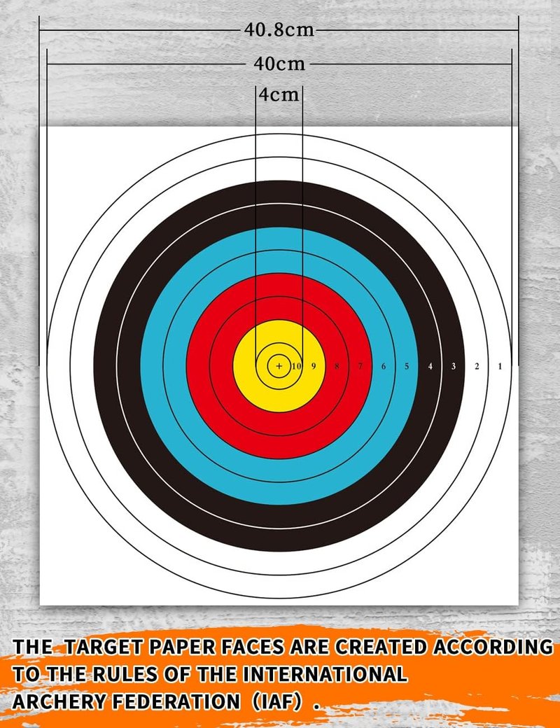 Archery Targets - 40cm Paper Targets for Backyard Practice | 30/50 Pack with 10 Ring Design for Hunting & Shooting