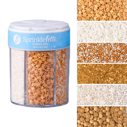 Sweets Indeed Valentines Sprinkles 6-Cell Jar | Heart Sprinkles, Red White Pink Jimmies & Sanding Sugar | Baking & Decorating | 6.45 ounces