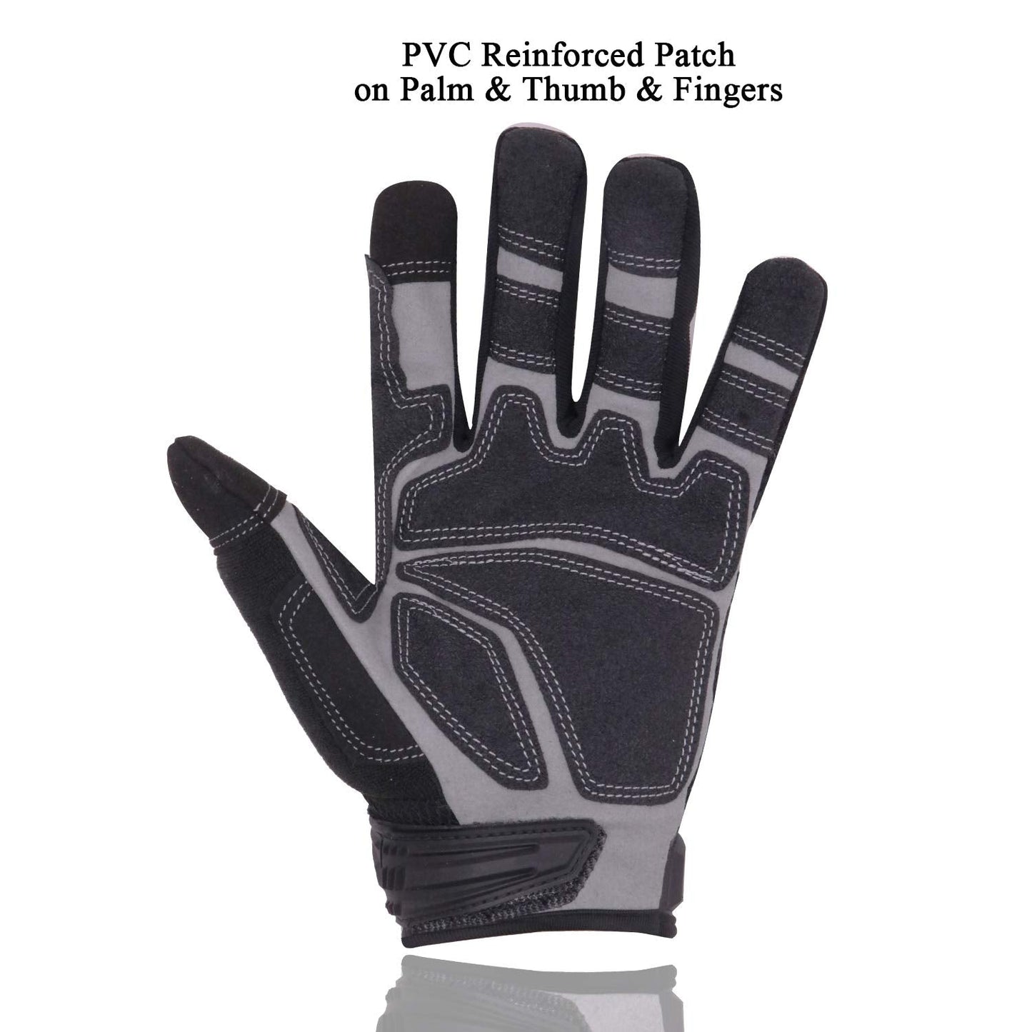 HANDLANDY Mens Work Gloves Touch screen, Utility Mechanic Gloves, Flexible Breathable Fit- Padded Knuckles & Palm (Black & Red, Large)