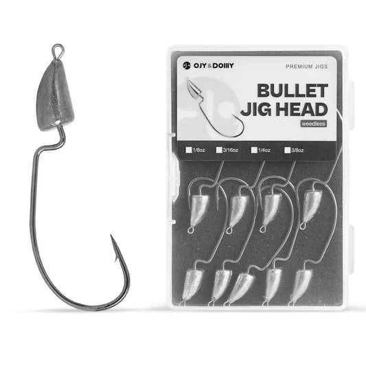 Weedless Darter Swimbait Jig Heads, Bullet Style Weighted EWG Offset Hooks for Texas Rig Fishing 1/8 3/16 1/4 3/8oz