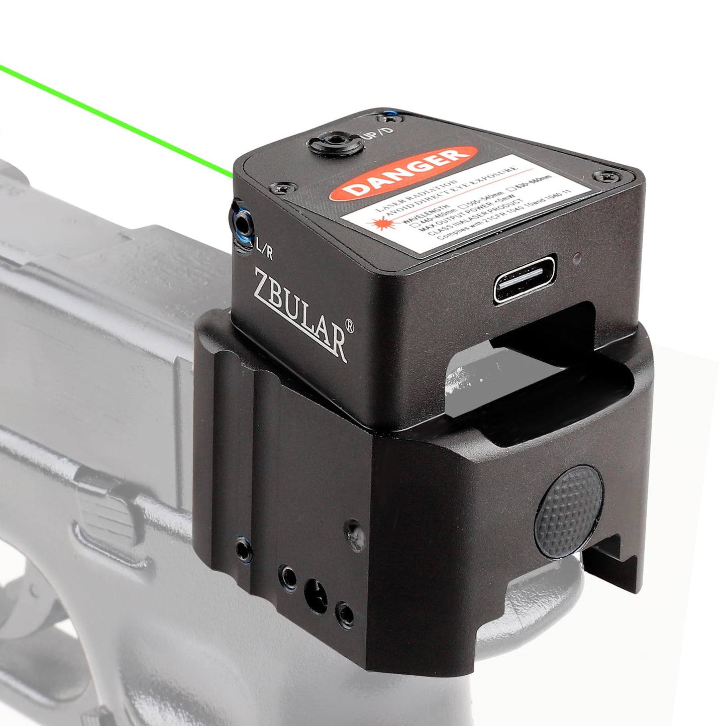 ZBULAR 2 Mile Laser Sights Range Slide Racker Jacker Compatiblewith Glock 17, 19, 19X, 26, PSA Dagger, and More with Improved Slide Grip(Class IIIA Green Laser Output is <5mW)