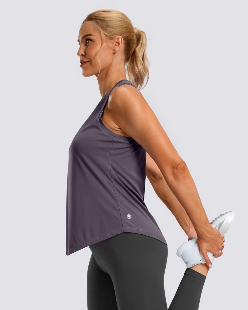 G Gradual Women's Workout Tank Tops Racerback Athletic Yoga Tops Loose Fit Sleeveless Running Gym Sports Shirts for Women(Purple Grey,XL)
