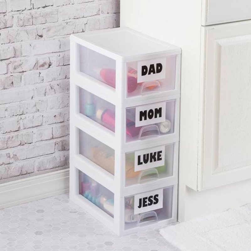 Sterilite 6-Pack Stacking Drawer, Clear Storage Closet Organizer, 6 Quart, White Frame - Stackable Plastic Drawers and Containers for Bedroom, Clothes, Dresser, Vanity, and Makeup Organization