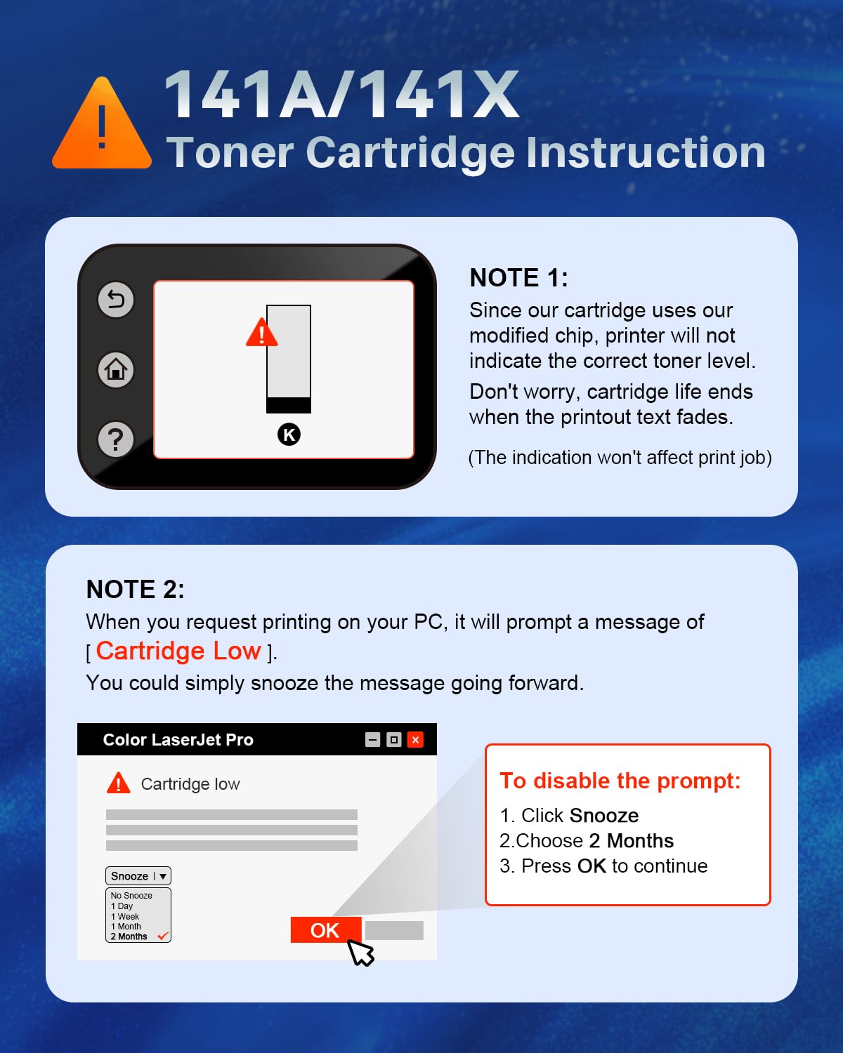 141A Toner Cartridge 2 Black (with chip) Compatible 141 A Toner Replacement for HP 141A W1410A 141X W1410X Black Toner Cartridge to Use with Laserjet Pro M110w MFP M140w M139(2 Black)
