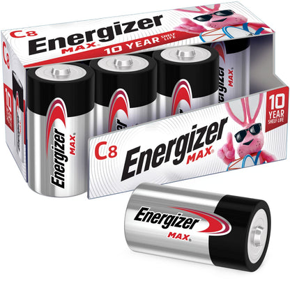 Energizer MAX C Batteries, Premium Alkaline C Cell Batteries (8 Battery Count)