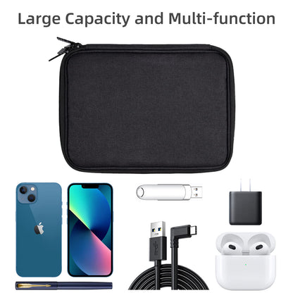 CNPOP Electronics Organizer Travel Case Cord Cable Charger Organizer Bag Travel Accessories Essentials for Women Men Double Layers Tech Pouch with 5 Cable Ties for Phone Power Bank SD Card USB, Black