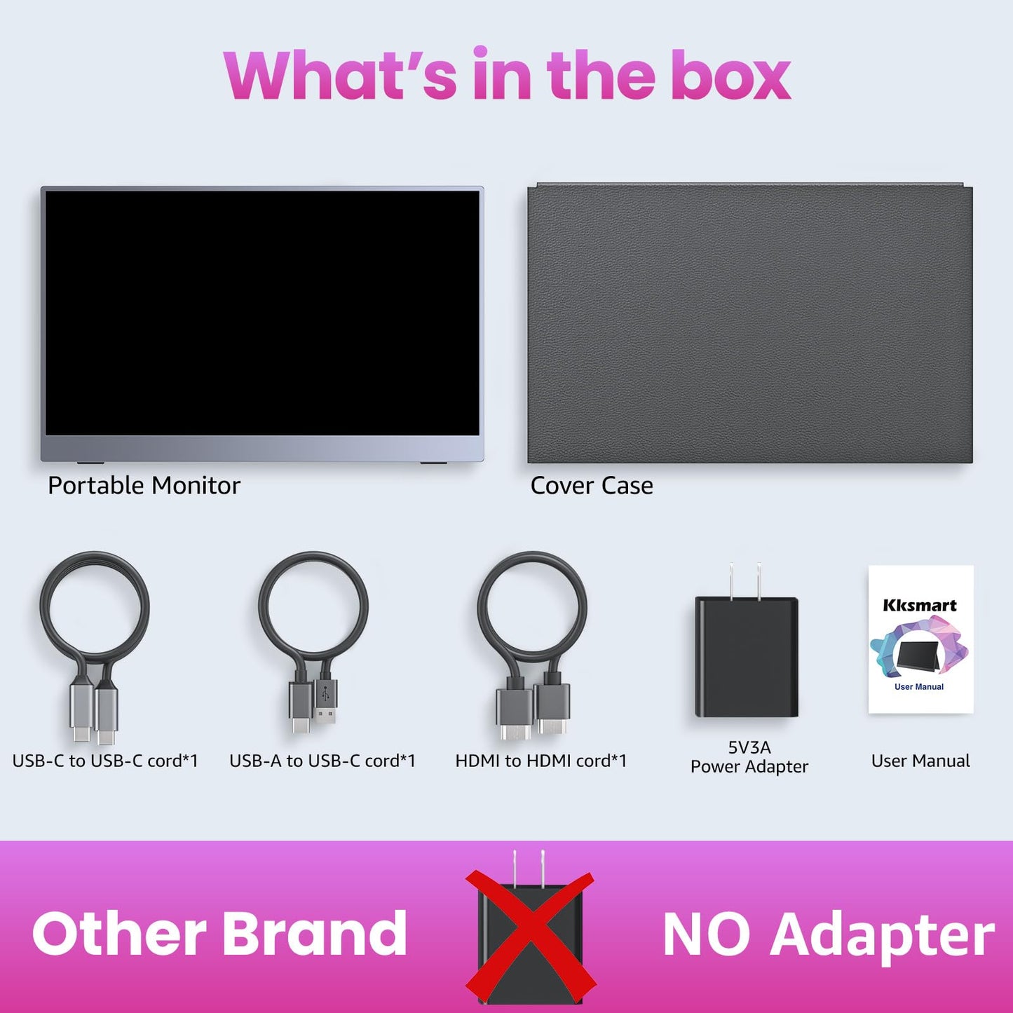 Portable Monitor 18.5 inch 1080P FHD 128% sRGB 100Hz, Travel Monitor for Laptop MacBook Surface PC Xbox PS5, HDMI Dual USB-C VESA Compatible Built-in Speaker, with Kickstand