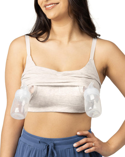Kindred Bravely Sublime Wireless Comfort Sleep Pumping Bra | Seamless Hands-Free Pumping & Nursing Bra (Oatmeal Heather, Large)