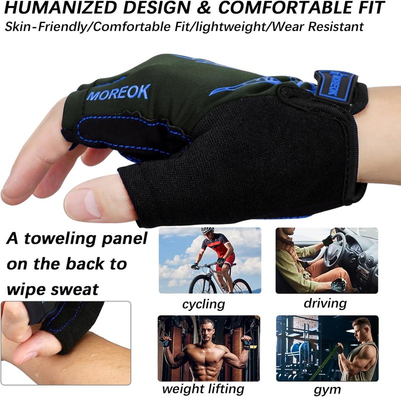 Cycling Gloves for Men & Women - 5MM Gel Pad Half Finger Bike Gloves for Cycling, Weight Lifting & Outdoor Sports
