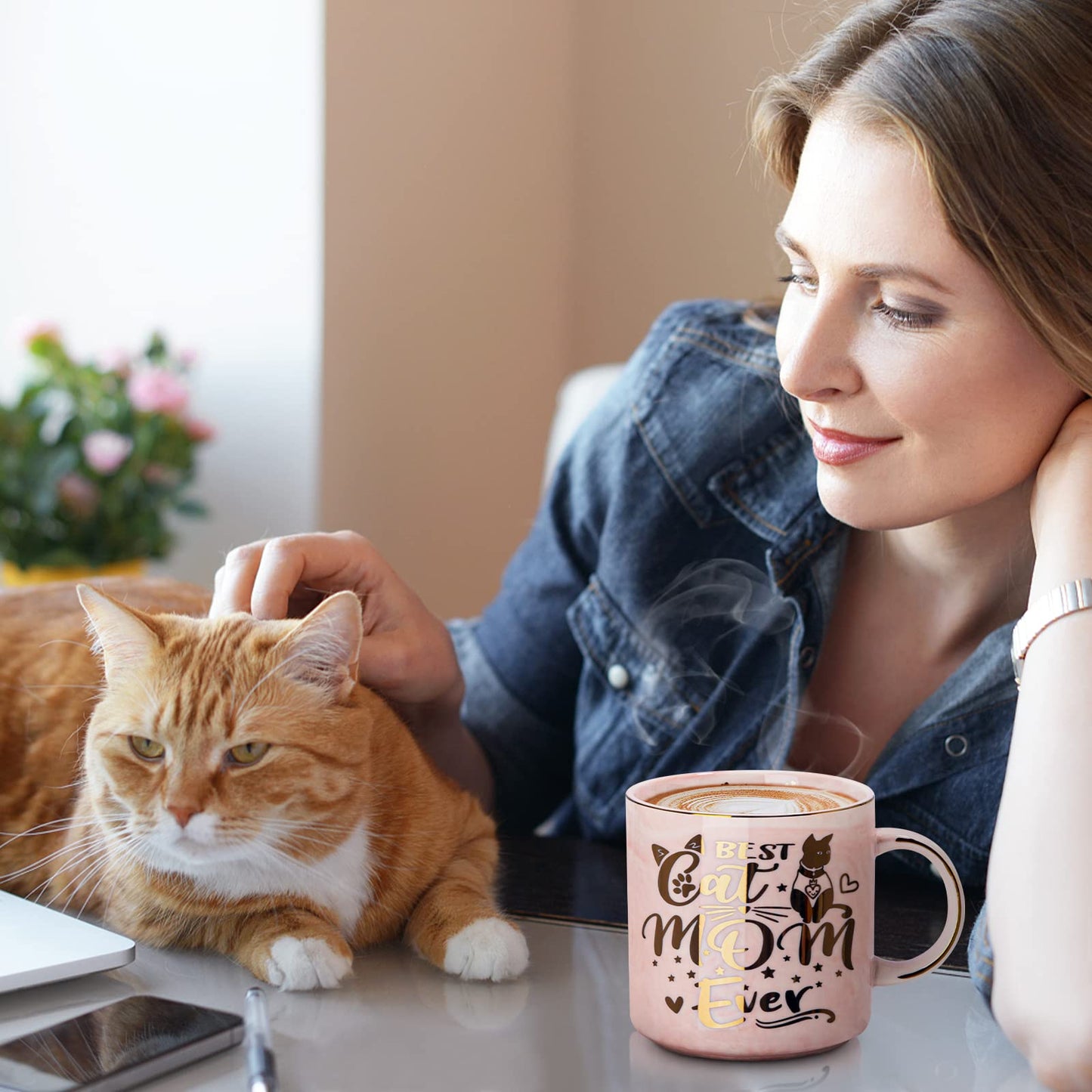 Best Friend Birthday Gifts for Women, Friendship Gifts for Women, Unique Birthday Valentines Day Gift Ideas for Her, Friends Female, Besties, BFF Ceramic Marble Coffee Mug Gift Box Printed Gold 14 oz