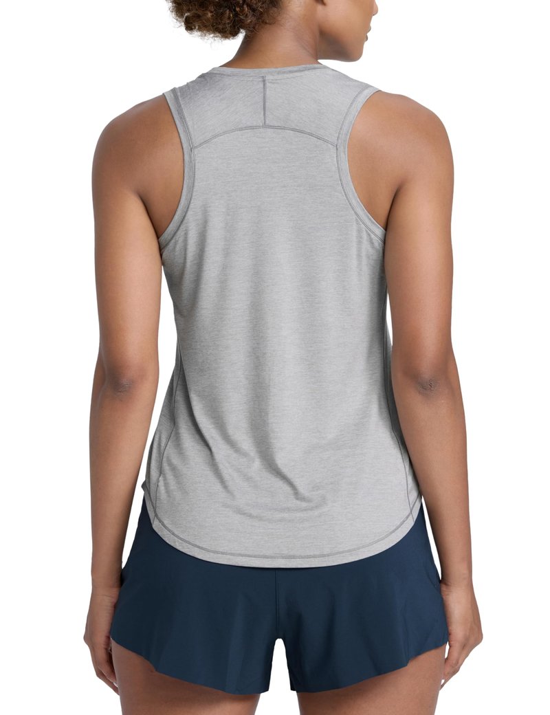 CRZ YOGA Lightweight Workout Tank Tops for Women - Athletic Running Sleeveless Shirts Racerback High Neck T-Shirt Silver Mist Small