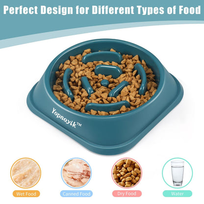 2 Pack Slow Feeder Dog Bowls for Healthy Eating, Non-Slip and Anti-Choking Design, Reduces Bloating & Overeating for Small & Medium Dogs and Cats, Easy to Clean