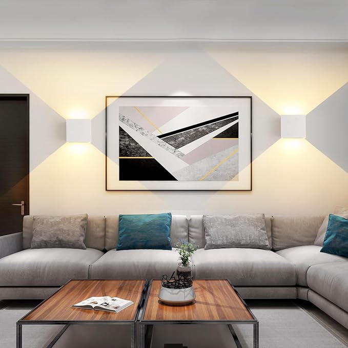 Outdoor Wall Lights & Indoor Wall Sconce White Square Wall Sconces Lights,3000K/4000K/6500K,15W Outdoor Sconce,Waterproof,Rust-Resistant,ETL Listed,1300LM,Adjustable Beam(4.33 Inch,1 Pack)