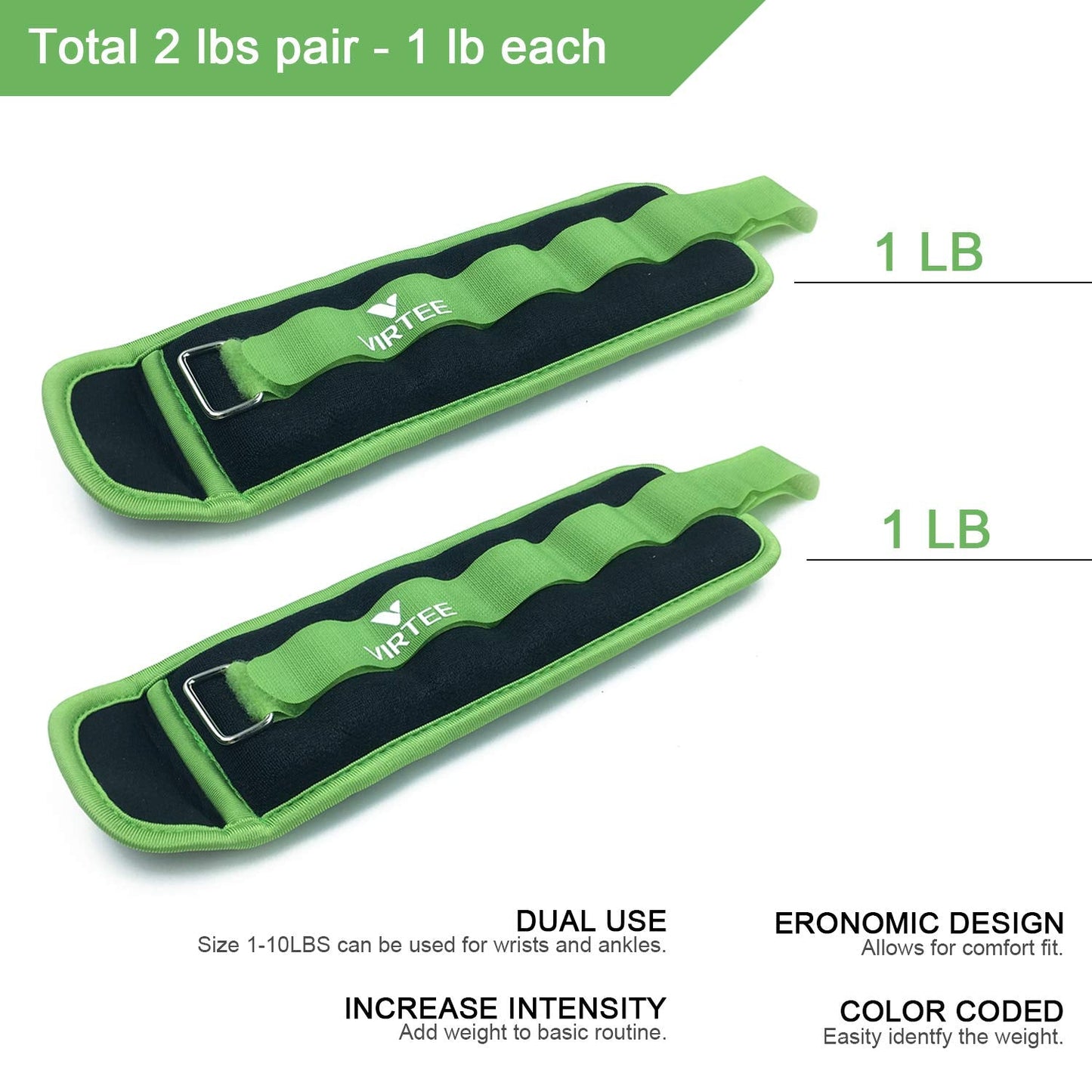 Ankle/Wrist Weights for Women, Men, Kids - Arm Leg Weights Set with Adjustable Strap - Running, Jogging, Gymnastic, Physical Therapy, Fitness - Choice of 1 lb 2 lbs 3 lbs 4 lbs 6 lbs 8 lbs 10 lbs