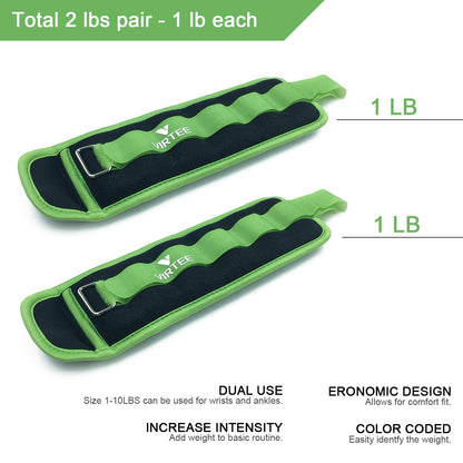 Ankle/Wrist Weights for Women, Men, Kids - Arm Leg Weights Set with Adjustable Strap - Running, Jogging, Gymnastic, Physical Therapy, Fitness - Choice of 1 lb 2 lbs 3 lbs 4 lbs 6 lbs 8 lbs 10 lbs