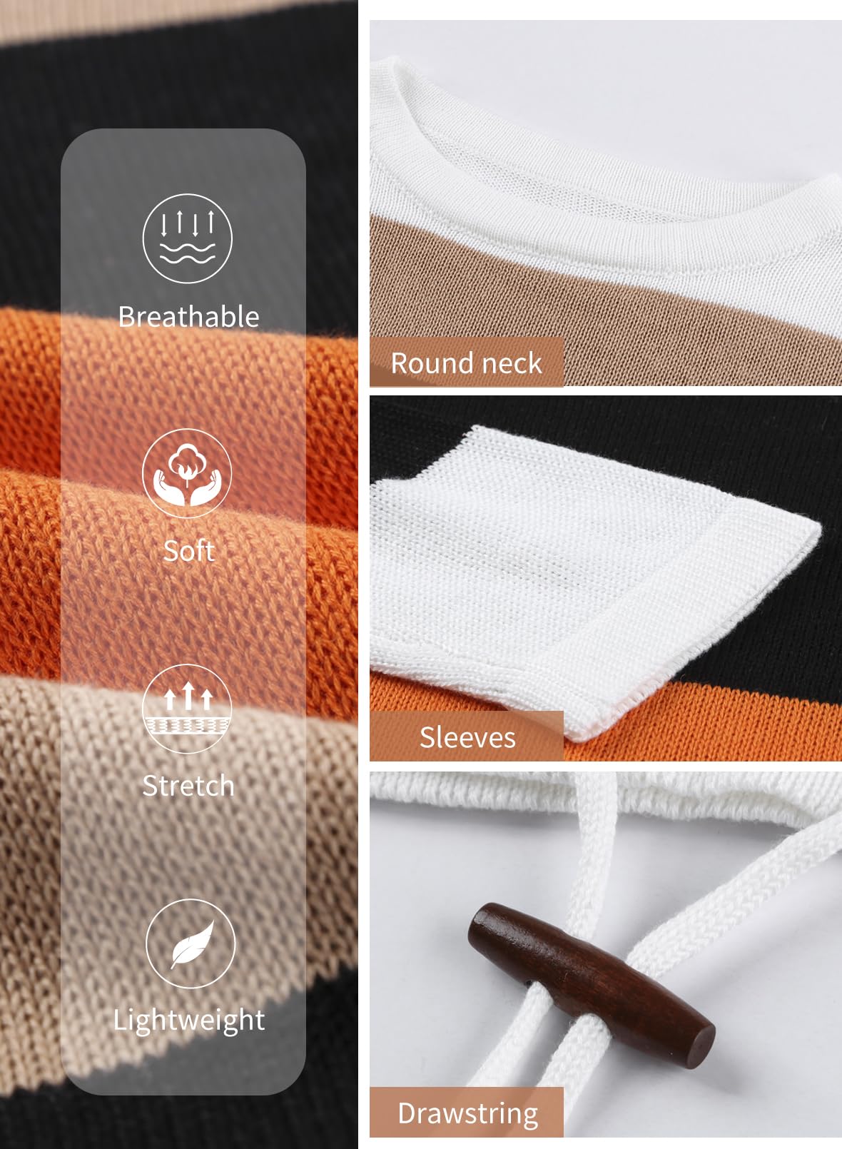 Dokotoo Halloween Womens Sweaters Striped Classic Casual Fall Sweaters 2025 Clothes Winter Long Sleeve Shirts Fashion Trendy Cute Tops Outfits Soft Comfy Loose Women's Orange