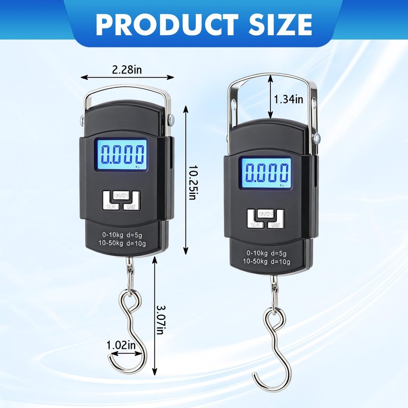 Sabary 6 Pcs Digital Fish Scale 110lb/50kg Hanging Fishing Scale Luggage Scales, Backlit LCD Display, Stainless Steel Hook, for Gym, Hunting, Farming, Fishing, Travelling Gifts for Men