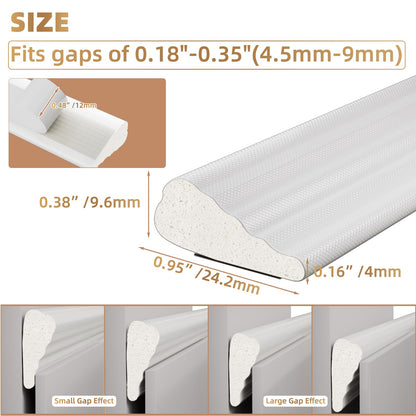 118” Wedge-Shape Foam Window Weather Stripping Door Seal Strip,Soundproofing Frame Winter Insulation Tape for Exterior Front Door,Noise Cancelling Window Inserts,Door Gap Filler Light Blocker,White