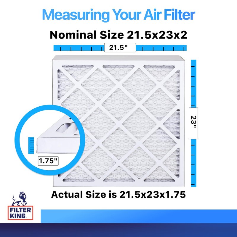 Filter King 21.5x23x2 Air Filter (MERV 8) (6-Pack) Dust & Allergy Control AC Furnace Filters, MADE IN USA, HVAC, Pleated, Electrostatic (Actual Size: 21.5 x 23 x 1.75)