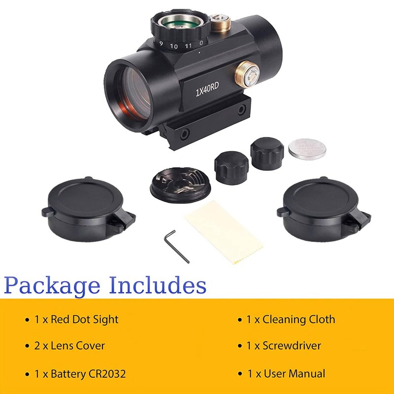 KASENTE 1x40 Red Green Dot Sight Rifle Scope with 20mm / 11mm Picatinny Dovetail Rail Mount