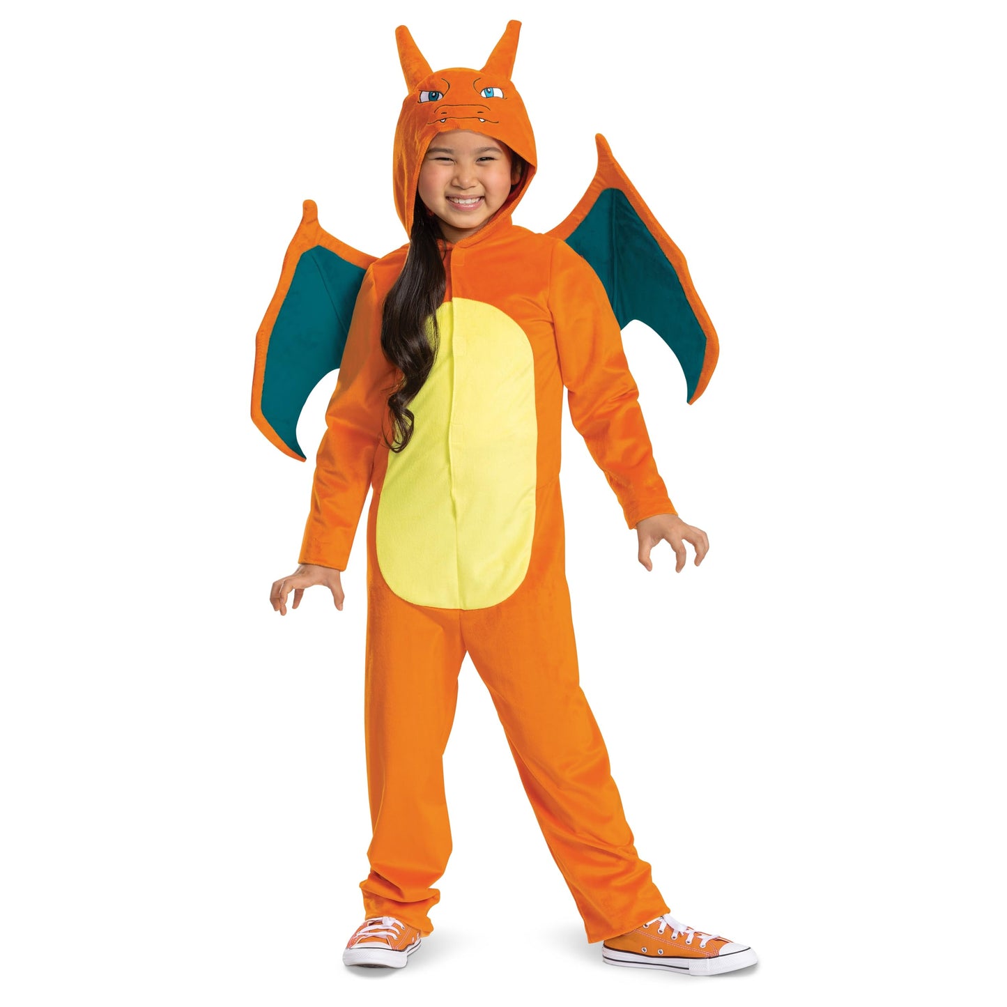 Disguise Charizard Costume for Kids, Official Pokemon Costume Hooded Jumpsuit, Child Size Medium (7-8)