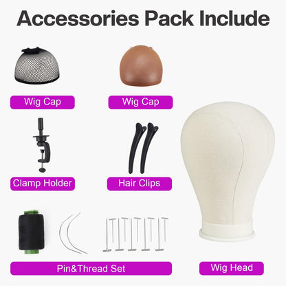 Neverland Beauty & Health 23 Inch Wig Head,Canvas Mannequin Head for Wigs,Manikin Canvas Head Block Set for Wigs Making Display with Wig caps,T Pins Set Bristle Brush