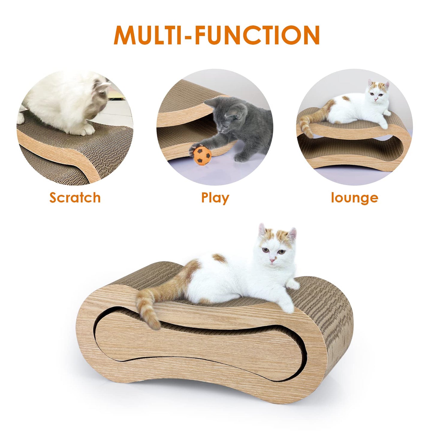 Furrytale 2 in 1 Cat Scratch Pad - Corrugated Cardboard Ultimate Cat Scratching Board, Reversible Cat Lounge Scratcher for Indoor Cats