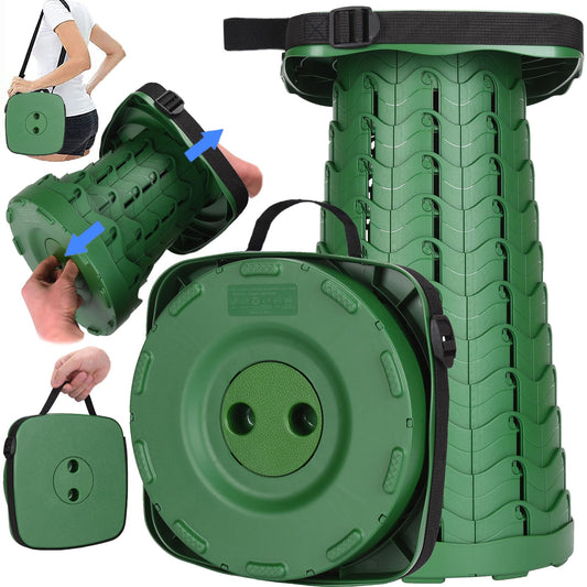 Fishboy Upgraded Square Collapsible Stool, 400lbs Max Weight, Lightweight But Sturdy, Portable Retractable Folding Telescoping Foldable Camping Stool for Adults Outdoor Fishing Hiking Travel BBQ