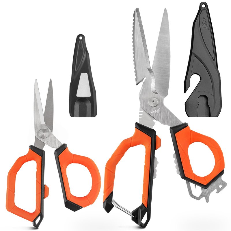 KastKing Paradox 9" & 6" Fishing Scissors - 9" Bait Shears With Sheath & Carabiner, 6" Braided Line Scissors With Stainless Steel Blades, Angler's Kit